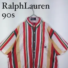 Ralph Lauren 90s 半袖ボタンダウンシャツ ストライプ　M