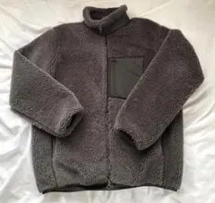 ユニクロ 防風アウターフリースジャケット ボアブルゾン ダークグレー サイズL