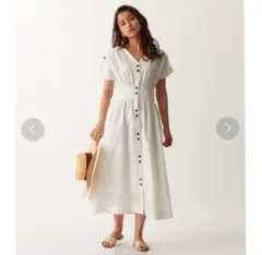 【新品】FC HW 配色ステッチ ワンピース S ホワイト エメルリファインズ