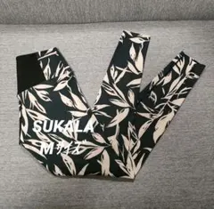 ①SUKALA リーフ柄 ヨガウェア レギンス M ブラック