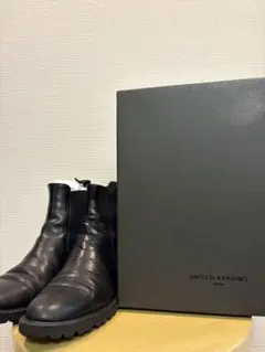 ［本革］UNITED ARROWS ブラック サイドゴアブーツ　37 24㎝