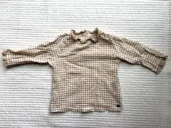 tete a tete テータテート　ベージュ系チェック フリル付き長袖シャツ