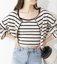 Chico パールカーディガン+キャミSET