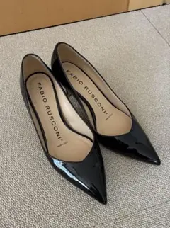 FABIO RUSCONI ブラック ポインテッドトゥ パンプス