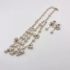 アンテプリマ ネックレス＆ピアス セット レイヤード　フェイクパール ビジューのサムネイル