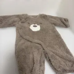 くまさん ボア ロンパース カバーオール ブラウン　くま　ふわふわ　もこもこ
