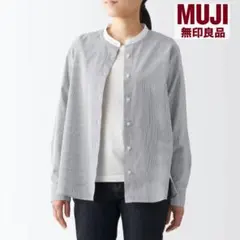 無印良品　洗いざらしブロードスタンドカラーシャツ　XXL