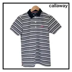 callaway　ゴルフウェア　ポロシャツ　半袖　レディース　ボーダー　ロゴ　L