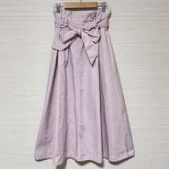 earth music&ecology ロングフレアスカート F ピンク リボン