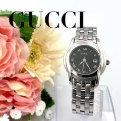 1034 新品電池 GUCCI 5500L デイト ブラック文字盤 腕時計のサムネイル