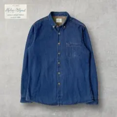 デニムシャツ 裏起毛 裏フリース 厚手 防寒 ボタンダウン アメカジ カジュアル