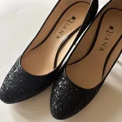 DIANA ブラック グリッターパンプス 24cm
