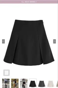 GRL インパン裏地付ボックスプリーツフレアミニスカート (ブラック)