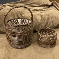 天然素材 丸型かごバッグ ブラウン系