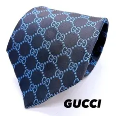 美品 GUCCI GGパターン ネクタイ ネイビー 総柄