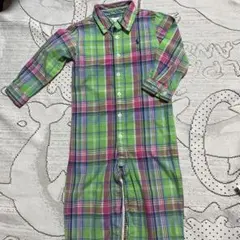 美品☆ラルフローレン☆ポロチェック柄カバーオール☆80