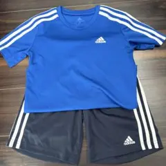 adidas 青 部屋着　セットアップジャージ 140cm