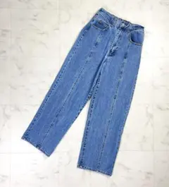 レトロガール センターシームワイドデニムパンツ ジーンズ 青 M*MD937のサムネイル