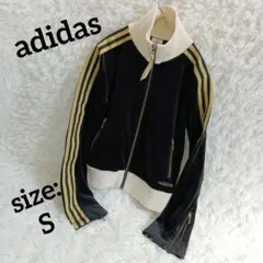 アディダス【adidas】ベロア トラック ジャケット ジャージ 黒 金