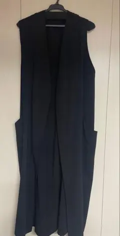 【SALE】mizuiroindノーカラー ロングベスト ジレ ブラックのサムネイル