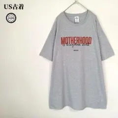 US古着　Tシャツ　USA直輸入　MOTHERHOOD　英字　赤　グレー　XL
