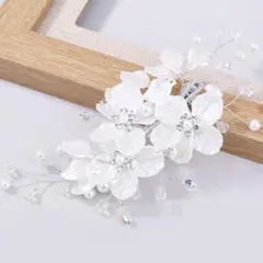 【ゴールド】髪飾り 花 ラインストーン ヘアピン ウエディング パール