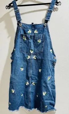 デニム花柄ジャンバースカート