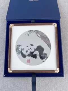 蜀江錦院 パンダ刺繍アート 置物