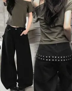 DAZY レディース ウォッシュ加工 ルーズフィット 韓国風 ジーンズのサムネイル