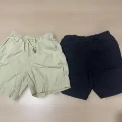 130 UNIQLO&GUハーフパンツ 2枚セット ベージュ ネイビー