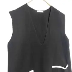 ドレスキップ　Vネック ノースリーブニットチュニック　【美品】　黒　F