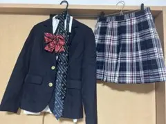 ネイビー ブレザー上下 チェック柄スカート