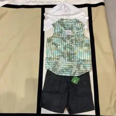 迷彩デザイン半袖シャツとショートパンツセット 80cm