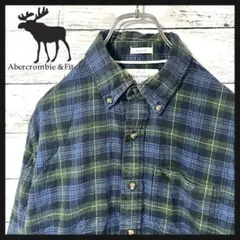 【定番人気】アバクロ　チェック　長袖シャツ　ボタンダウン　M B184