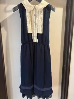 axes femme ノースリーブ 襟付きワンピース ネイビー160