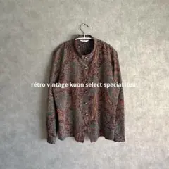 쇼와 레트로 총 무늬 셔츠 페이즐리 무늬 빈티지 셔츠 긴팔 가을 겨울 어른 헌옷