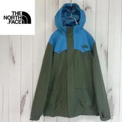 ノースフェイス マウンテンパーカー カーキ×ターコイズブルー メンズL 