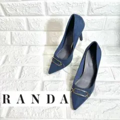 【美品】RANDA メタルモチーフ　スエードパンプス　ブルーのサムネイル