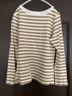 earth music & ecology モカストライプ長袖TシャツMサイズ