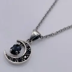 BLESS ムーン ネックレス ブラックジルコニア シルバー925 ペンダント