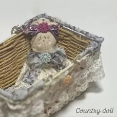 カントリードールバスケット ハンドメイドうさぎモチーフ　ディスプレイ　インテリアのサムネイル