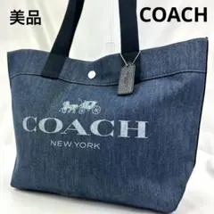 【美品】COACH コーチ トートバッグ 67415 花柄 デニム インディゴ