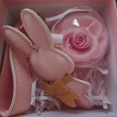 ウサギ型ピンクキーホルダー