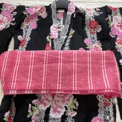 キッズ 浴衣 浴衣セット 浴衣 帯付き 110㎝ 盆踊り 美品