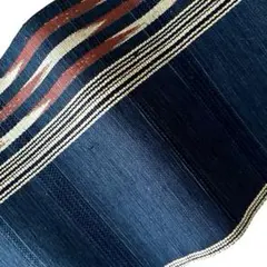 わたべ様専用 半幅帯 小袋帯 紺色 紬織 ベージュと茶色の矢絣 渋カッコイイ