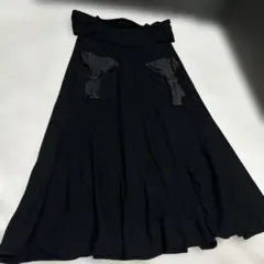 美品Les copainsレコパン ニットフレアスカート 42黒TREND MLのサムネイル