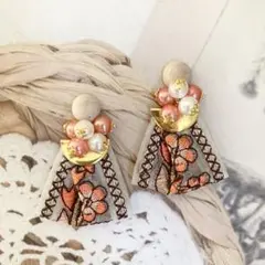 インド刺繍リボン ピアス