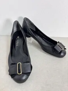 【美品】DIANA ダイアナ リボンパンプス 23.5cm ブラック 日本製