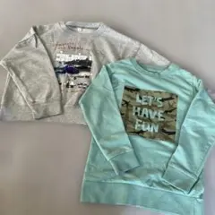 130トレーナーセット（グレー.エメラルドグリーン)