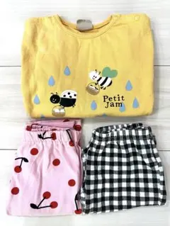 【訳あり 3点】プチジャム 80cm 半袖Tシャツ パンツ まとめ売り 保育園着のサムネイル